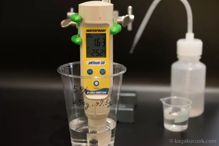 クエン酸水溶液pH測定時の写真